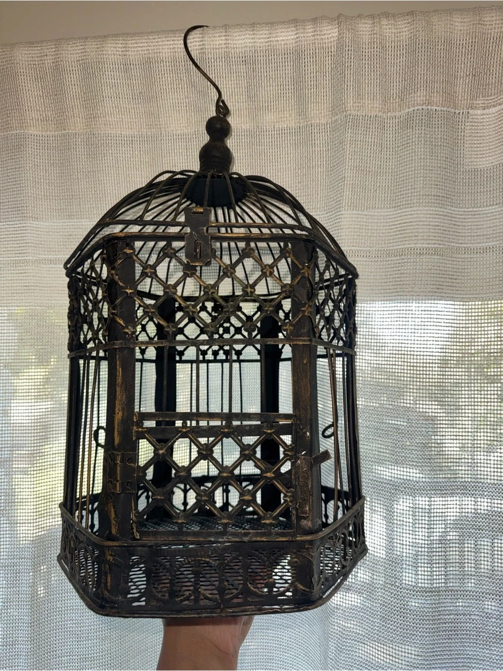 Black and Gold Metal Hanging Birdcage